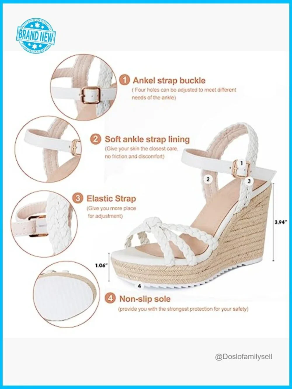 Wedge Sandals Espadrilles Braided Knot Ankle Strap Summer Heels Platform
